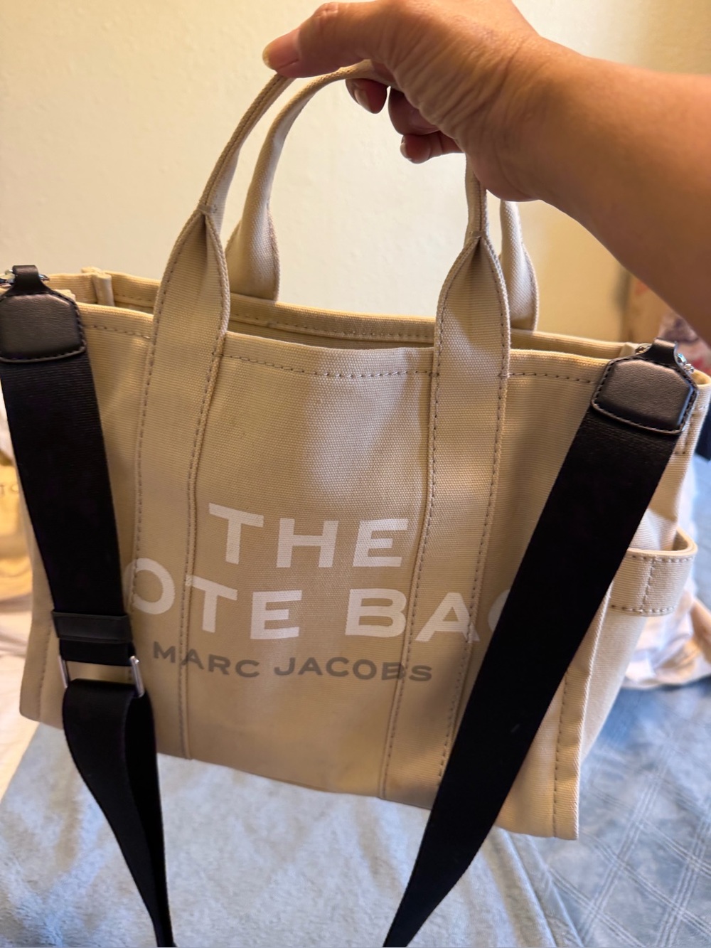 Marc Jacobs Beige Canvas Tote with Black Straps